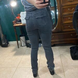 Twill Ankle High Waisted Skinny Cargo Pants